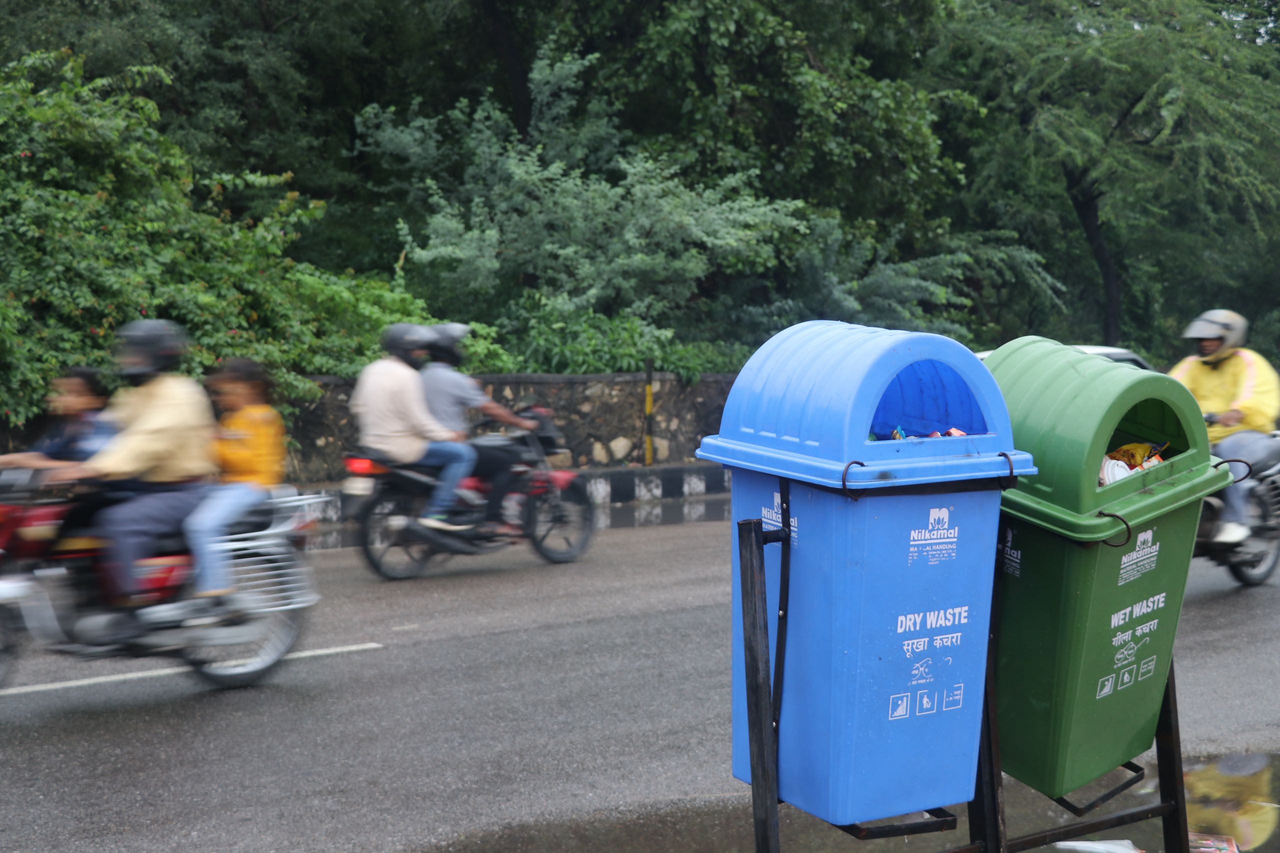 Some of the many new rubbish bins lining the streets of Jaipur
